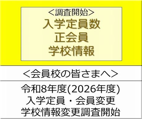 ＜会員校の皆さまへ＞令和8年度（2026年度）入学定員調査・会員変更調査・学校情報変更調査を開始します